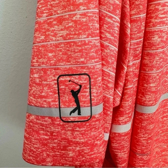 PGA Tour Men’s Short Sleeve Salmon with Silver Stripes Golf Polo Size XL GUC - Picture 8 of 9